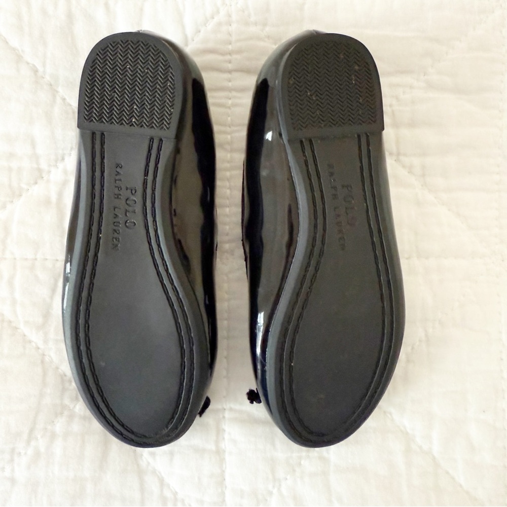 Kids Polo Ralph Lauren Nellie Leather Ballet Flat Black Patent 9 Toddler Girl - Picture 8 of 8